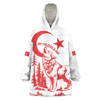 Custom Turkey Football Wearable Blanket Hoodie Turkyie Wolf With Crescent-Stars