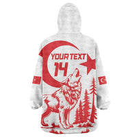 Custom Turkey Football Wearable Blanket Hoodie Turkyie Wolf With Crescent-Stars