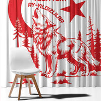 Custom Turkey Football Window Curtain Turkyie Wolf With Crescent-Stars