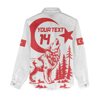 Custom Turkey Football Women Casual Shirt Turkyie Wolf With Crescent-Stars