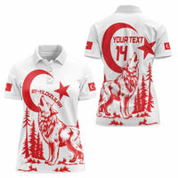 Custom Turkey Football Women Polo Shirt Turkyie Wolf With Crescent-Stars