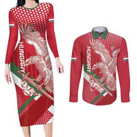 Custom Hungary Football Couples Matching Long Sleeve Bodycon Dress and Long Sleeve Button Shirt Come On Magyarok