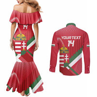 Custom Hungary Football Couples Matching Mermaid Dress and Long Sleeve Button Shirt Come On Magyarok