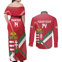 Custom Hungary Football Couples Matching Off Shoulder Maxi Dress and Long Sleeve Button Shirt Come On Magyarok