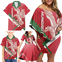 Custom Hungary Football Family Matching Off Shoulder Short Dress and Hawaiian Shirt Come On Magyarok