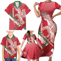 Custom Hungary Football Family Matching Short Sleeve Bodycon Dress and Hawaiian Shirt Come On Magyarok