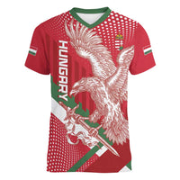 Custom Hungary Football Women V-Neck T-Shirt Come On Magyarok