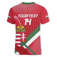 Custom Hungary Football Women V-Neck T-Shirt Come On Magyarok