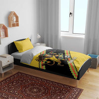 Jamaica 2026 Football Custom Bedding Set Go Reggae Boyz Rasta Lion Sporty