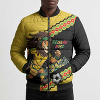 Jamaica 2026 Football Custom Bomber Puffer Jacket Go Reggae Boyz Rasta Lion Sporty