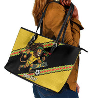 Jamaica 2026 Football Custom Leather Tote Bag Go Reggae Boyz Rasta Lion Sporty