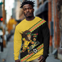 Jamaica 2026 Football Custom Long Sleeve Shirt Go Reggae Boyz Rasta Lion Sporty