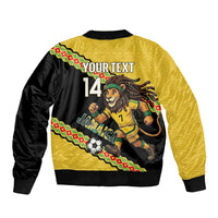 Jamaica 2026 Football Custom Sleeve Zip Bomber Jacket Go Reggae Boyz Rasta Lion Sporty
