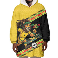 Jamaica 2026 Football Custom Wearable Blanket Hoodie Go Reggae Boyz Rasta Lion Sporty