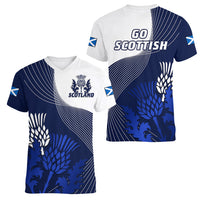 Scotland Rugby Women V Neck T Shirt Thistle Unique Go Scottish Blue Version - Wonder Print Shop