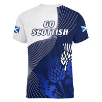 Scotland Rugby Women V Neck T Shirt Thistle Unique Go Scottish Blue Version - Wonder Print Shop