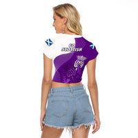 Scotland Rugby Raglan Cropped T Shirt Thistle Unique Go Scottish Purple Version - Wonder Print Shop