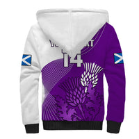 (Custom Text And Number) Scotland Rugby Sherpa Hoodie Thistle Unique Go Scottish Purple Version - Wonder Print Shop