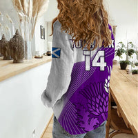 (Custom Text And Number) Scotland Rugby Women Casual Shirt Thistle Unique Go Scottish Purple Version - Wonder Print Shop