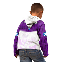 Scotland Rugby Kid Hoodie Thistle Mix Tartan Scottish Map Sporty Version Purple - Wonder Print Shop