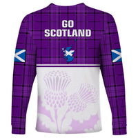 Scotland Rugby Long Sleeve Shirt Thistle Mix Tartan Scottish Map Sporty Version Purple - Wonder Print Shop