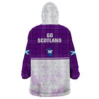 Scotland Rugby Wearable Blanket Hoodie Thistle Mix Tartan Scottish Map Sporty Version Purple - Wonder Print Shop