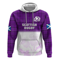 Custom Scotland Rugby Hoodie Thistle Mix Tartan Scottish Map Sporty Version Purple - Wonder Print Shop
