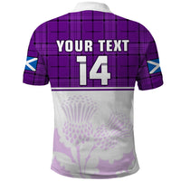 (Custom Text And Number) Scotland Rugby Polo Shirt Thistle Mix Tartan Scottish Map Sporty Version Purple - Wonder Print Shop