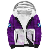 (Custom Text And Number) Scotland Rugby Sherpa Hoodie Thistle Mix Tartan Scottish Map Sporty Version Purple - Wonder Print Shop