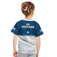 Scotland Rugby Kid T Shirt Thistle Mix Tartan Scottish Map Sporty Version Blue - Wonder Print Shop