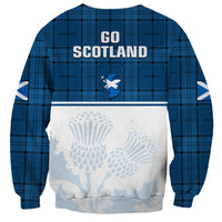 Scotland Rugby Sweatshirt Thistle Mix Tartan Scottish Map Sporty Version Blue - Wonder Print Shop