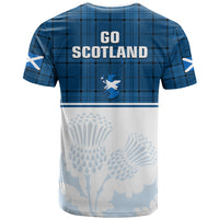 Scotland Rugby T Shirt Thistle Mix Tartan Scottish Map Sporty Version Blue - Wonder Print Shop