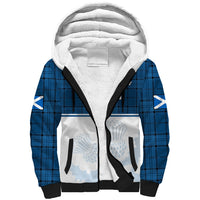 (Custom Text And Number) Scotland Rugby Sherpa Hoodie Thistle Mix Tartan Scottish Map Sporty Version Blue - Wonder Print Shop