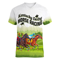 Personalised Kentucky Horse Racing Women V Neck T Shirt 2023 Dynamic - Wonder Print Shop