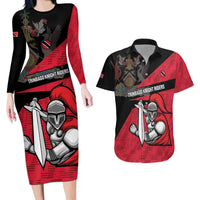 Custom Trinidad and Tobago Cricket Knight Riders Couples Matching Long Sleeve Bodycon Dress and Hawaiian Shirt Go Trinbago
