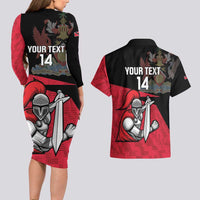 Custom Trinidad and Tobago Cricket Knight Riders Couples Matching Long Sleeve Bodycon Dress and Hawaiian Shirt Go Trinbago
