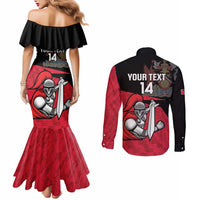 Custom Trinidad and Tobago Cricket Knight Riders Couples Matching Mermaid Dress and Long Sleeve Button Shirt Go Trinbago