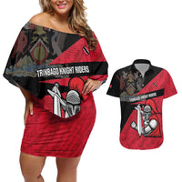Custom Trinidad and Tobago Cricket Knight Riders Couples Matching Off Shoulder Short Dress and Hawaiian Shirt Go Trinbago