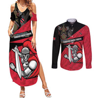 Custom Trinidad and Tobago Cricket Knight Riders Couples Matching Summer Maxi Dress and Long Sleeve Button Shirt Go Trinbago