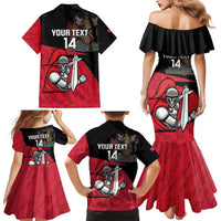 Custom Trinidad and Tobago Cricket Knight Riders Family Matching Mermaid Dress and Hawaiian Shirt Go Trinbago