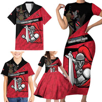Custom Trinidad and Tobago Cricket Knight Riders Family Matching Short Sleeve Bodycon Dress and Hawaiian Shirt Go Trinbago