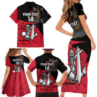 Custom Trinidad and Tobago Cricket Knight Riders Family Matching Short Sleeve Bodycon Dress and Hawaiian Shirt Go Trinbago