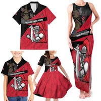 Custom Trinidad and Tobago Cricket Knight Riders Family Matching Tank Maxi Dress and Hawaiian Shirt Go Trinbago