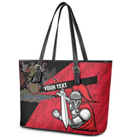 Custom Trinidad and Tobago Cricket Knight Riders Leather Tote Bag Go Trinbago