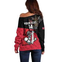 Custom Trinidad and Tobago Cricket Knight Riders Off Shoulder Sweater Go Trinbago