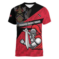 Custom Trinidad and Tobago Cricket Knight Riders Women V-Neck T-Shirt Go Trinbago