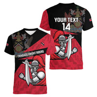 Custom Trinidad and Tobago Cricket Knight Riders Women V-Neck T-Shirt Go Trinbago