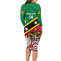 Custom Saint Kitts and Nevis Cricket Family Matching Long Sleeve Bodycon Dress and Hawaiian Shirt Go Champions Patriots