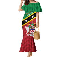 Custom Saint Kitts and Nevis Cricket Family Matching Mermaid Dress and Hawaiian Shirt Go Champions Patriots