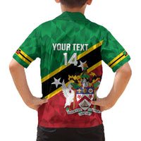 Custom Saint Kitts and Nevis Cricket Family Matching Off The Shoulder Long Sleeve Dress and Hawaiian Shirt Go Champions Patriots